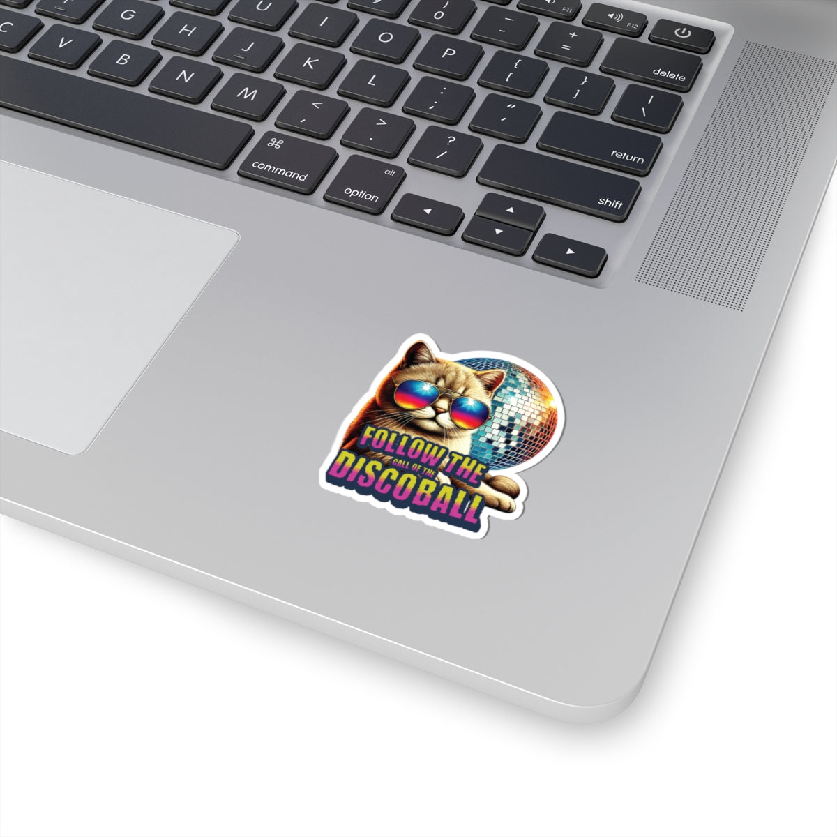 Follow The Call Of The Disco Ball Cat Sticker, Retro 70s Vinyl Waterproof Durable Laptop, Water Bottle Sticker