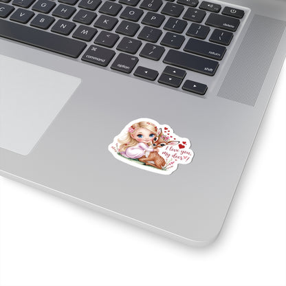 I Love You My Deer Sticker, Cute Romantic Sticker Gift For Girlfriend, Valentines Day Anniversary Vinyl Decal Laptop Mug Planner Journal Decor