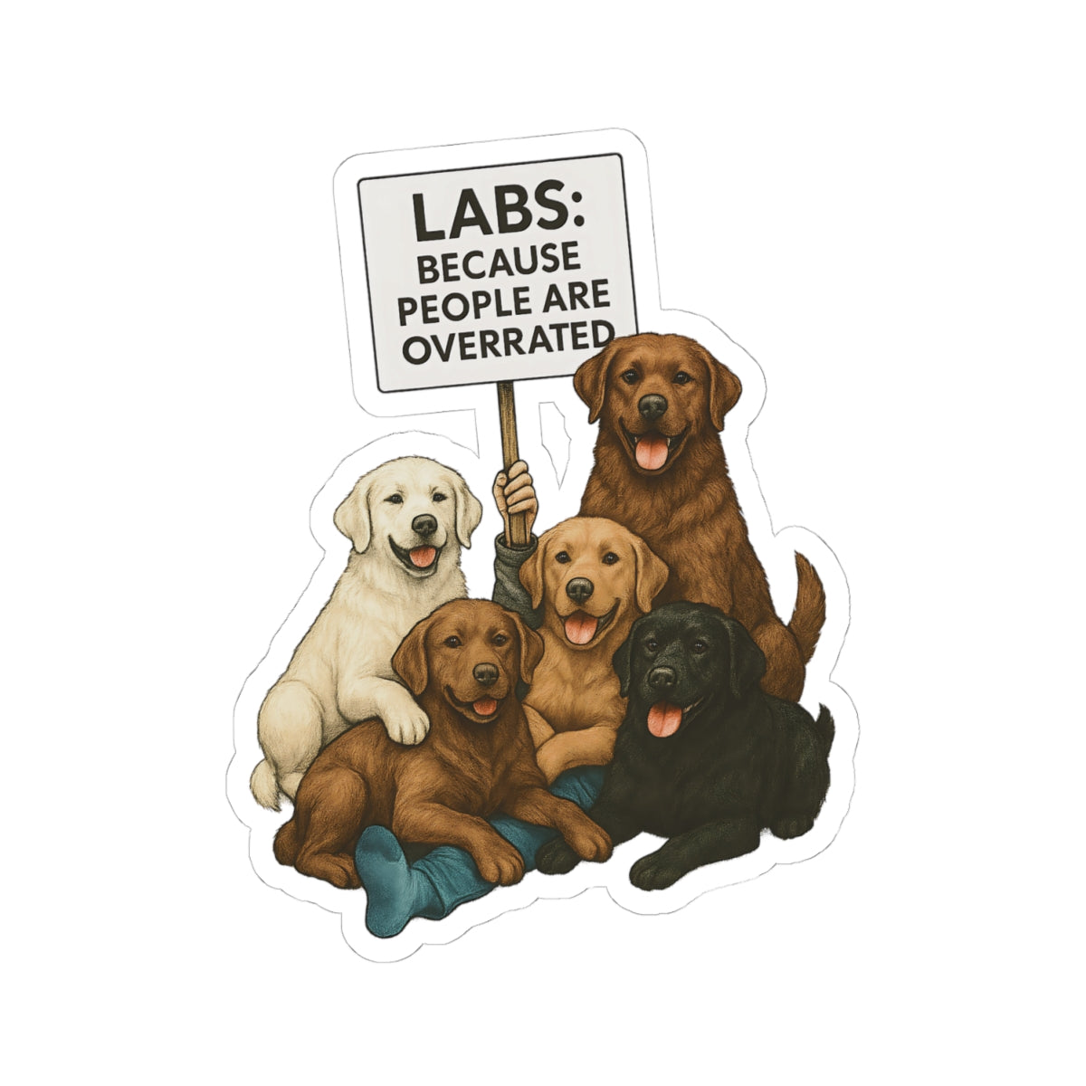 LABS: Because People Are Overrated Sticker, Funny Labrador Vinyl Sticker, Dog Lover Gift, Waterproof Pet Sticker, Laptop Planner Mug Decal