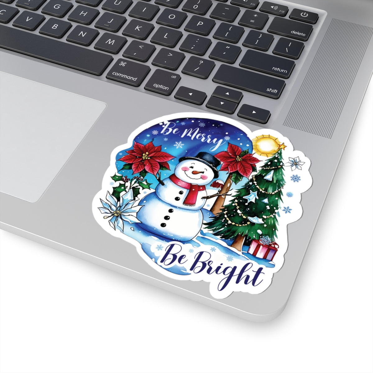 Be Merry Be Bright Sticker, Cute Snowman Christmas Holiday Sticker, Festive Winter Sticker Joyful Snowman Decor, Christmas Spirit Laptop Decal