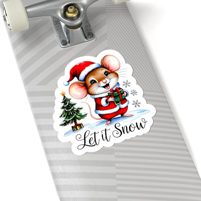 Let It Snow Sticker, Winter Kiss Cut Vinyl Decal, Christmas Holiday Sticker, Waterproof Sticker, Snowflake Sticker, Cute Laptop Sticker