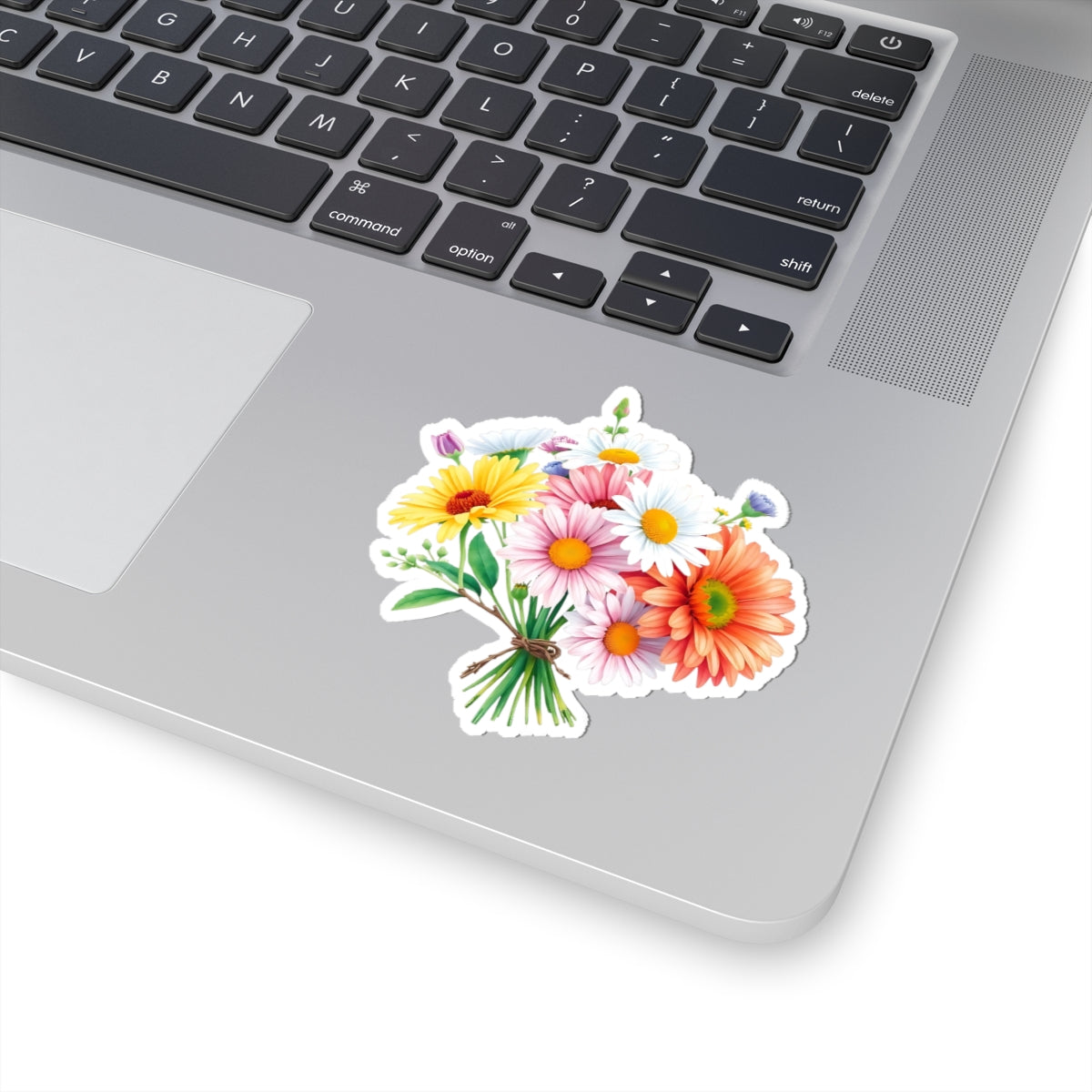 Daisy Flower Sticker, Romantic Floral Bouquet Vinyl Decal, Waterproof Kiss Cut Spring Aesthetic Gift For Her, Laptop Water Bottle Journal Art