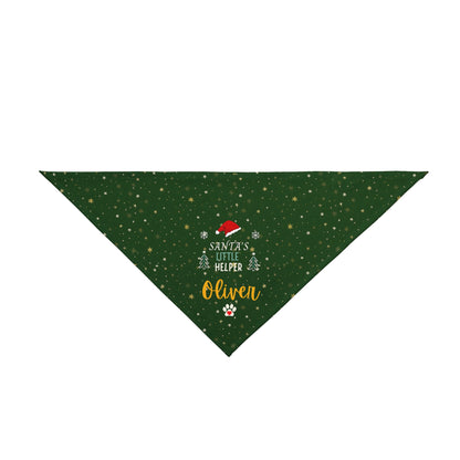 Santa's Little Helper Christmas Pet Bandana, Green Color