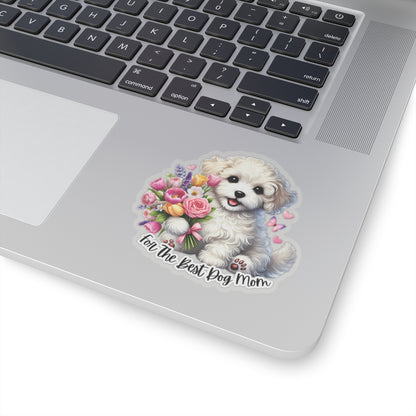 For The Best Dog Mom Sticker, Doxie Poo Mother's Day Vinyl Sticker, Cute Dog Lover Waterproof Kiss Cut Sticker, Small Gift Idea For Dog Moms