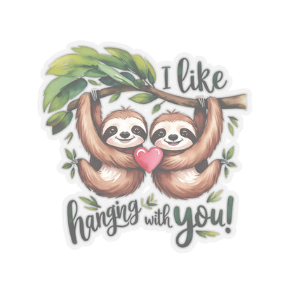 I Like Hanging With You Sloth Sticker, Cute Jungle Animal Couple Vinyl Decal, Valentines Day Love Pun Gift, Funny Watercolor Decal Laptop Decor