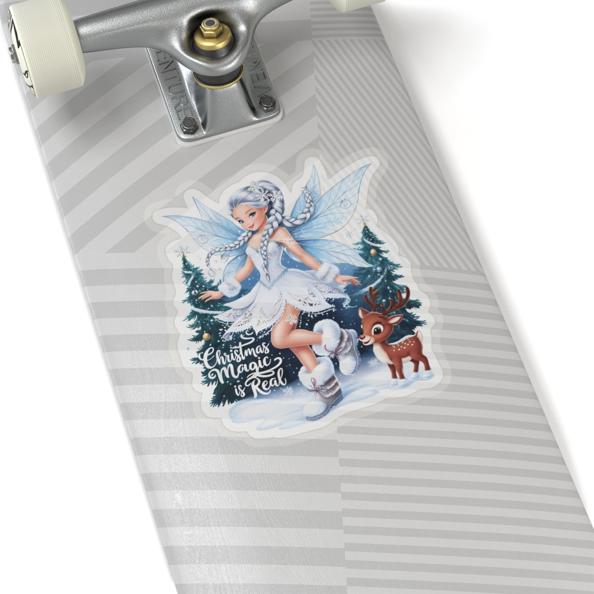 Christmas Magic Is Real, Winter Fairy Sticker, Cute Reindeer Vinyl Decal, Holiday Laptop Aesthetic Fantasy Art Gift, Scrapbooking Planner Gift