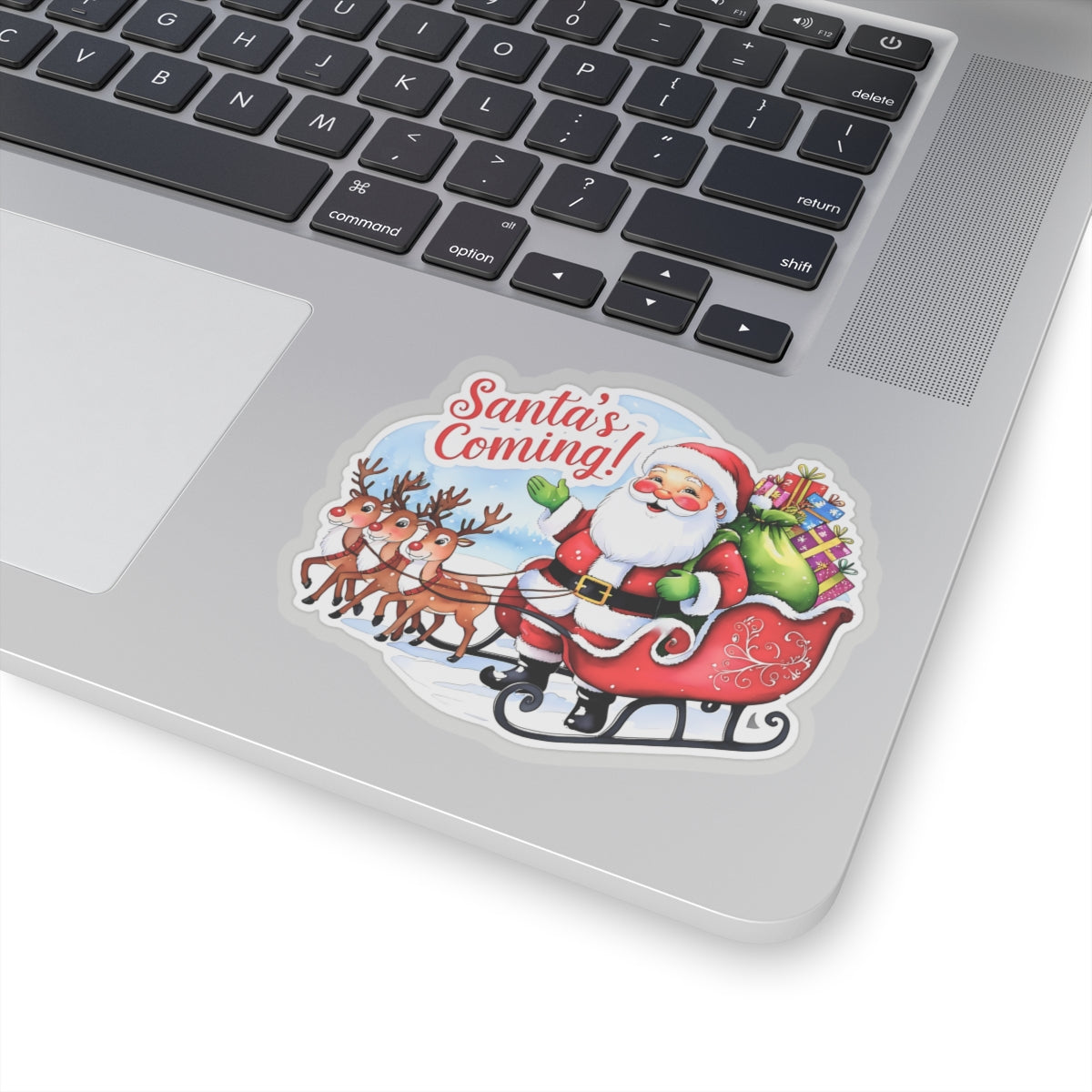 Santas Coming Sticker, Funny Christmas Vinyl Sticker, Cute Holiday Sticker, Festive Quote Sticker, Planner Sticker, Scrapbook Laptop Sticker Gift