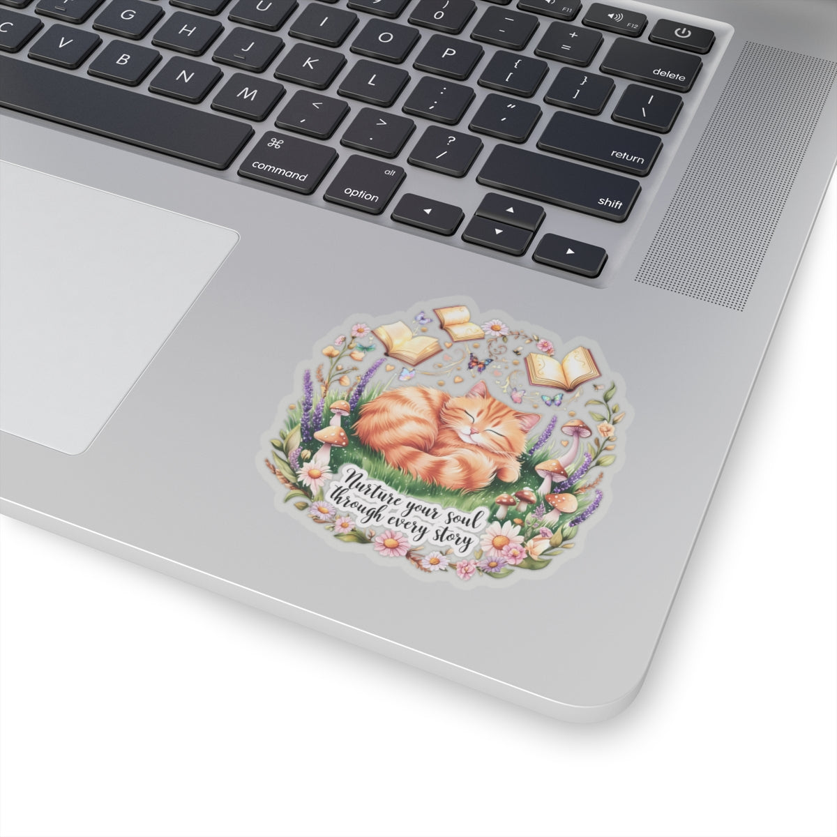 Nurture Your Soul Through Every Story Book Lover Cat Lover Plant Lover Sticker Nature Inspired Decal Laptop Planner Sticker
