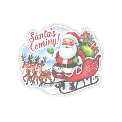 Santas Coming Sticker, Funny Christmas Vinyl Sticker, Cute Holiday Sticker, Festive Quote Sticker, Planner Sticker, Scrapbook Laptop Sticker Gift
