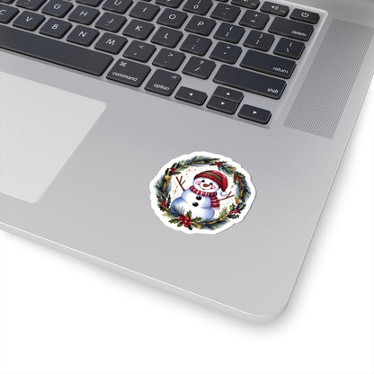 Cheerful Snowman Kiss Cut Stickers, Merry Christmas Holiday Decals, Festive Winter Sticker,  Scrapbooking Laptop Journal Gift Tag Planner