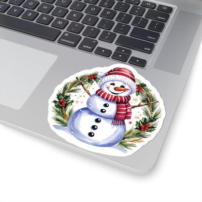 Happy Snowman Christmas Stickers, Festive Holiday Vinyl Decal Sheet, Cheerful Snowman Sticker Pack, Winter Season Decorations Laptops Journals