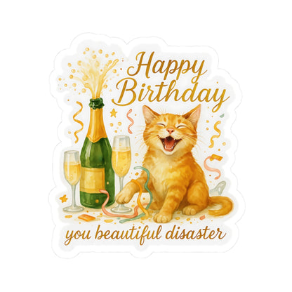 Happy Birthday Stickers, Funny Cute Cat Birthday Card Alternative, Watercolor Cat Stickers, Cat Party Gift, Cat Lover Birthday Gift Laptop Mug