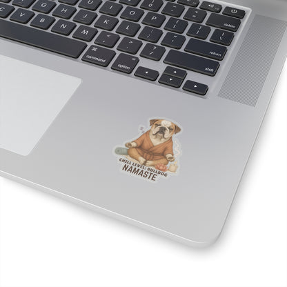 Chill Level Bulldog Sticker, Funny Yoga Dog Vinyl Sticker, Namaste Bulldog Gift, Meditation Pet Humor, Waterproof Laptop Decal, Zen Dog Art Gift