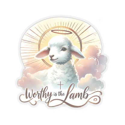 Worthy Is The Lamb Sticker, Easter Religious Decor, Christian Vinyl Decal, Cute Lamb Sticker, Bible Verse Sticker, Laptop Decor Sunday School