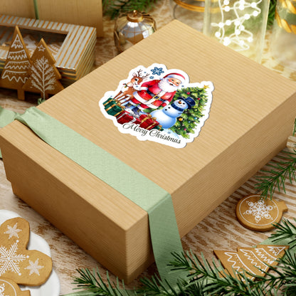 Merry Christmas Stickers, Santa Snowman Reindeer Holiday Stickers, Cute Christmas Tree Stickers, Festive Holiday Vinyl Laptop Mug Stickers