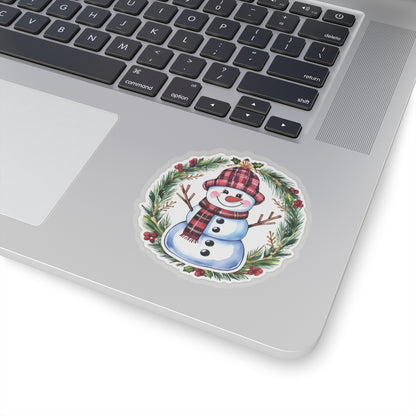 Lucky Snowman Holiday Stickers, Christmas Wreath Vinyl Decals, Cheerful Winter Decoration, Cute Festive Sticker Sheet, Holly Ornament Decor Pack