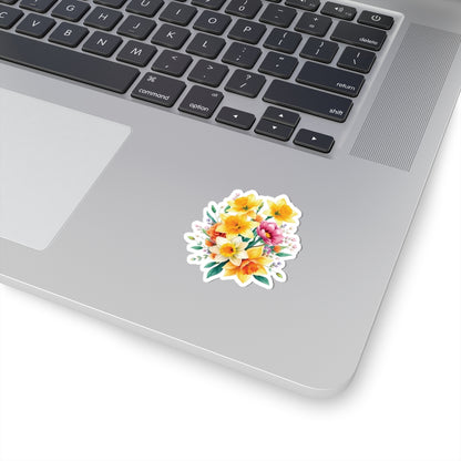 Spring Daffodil Sticker, March Birth Flower Symbol Of Hope Joy Good Luck, Waterproof Vinyl Kiss Cut Floral Laptop Water Bottle Scrapbook Gift