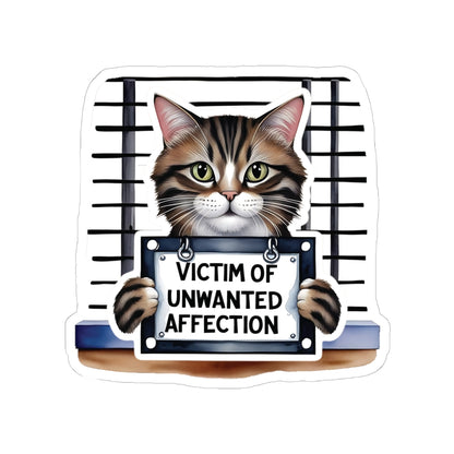 Victim Of Unwanted Affection Cat Kiss Cut Sticker Laptop Decor Water Bottle Sticker