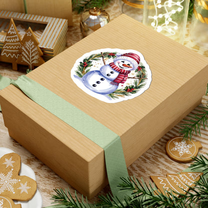 Happy Snowman Christmas Stickers, Festive Holiday Vinyl Decal Sheet, Cheerful Snowman Sticker Pack, Winter Season Decorations Laptops Journals