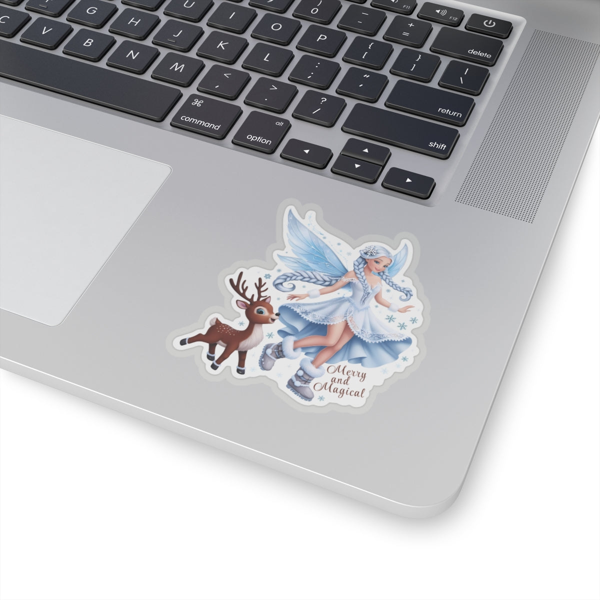 Merry And Magical Sticker, Fairy And Reindeer Sticker, Holiday Vinyl Sticker, Christmas Quote Sticker, Planner Sticker Laptop Scrapbook Gift