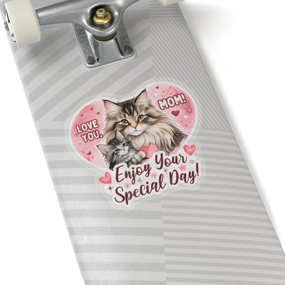 Happy Mother’s Day Sticker Cute Mama Cat Kitten Vinyl Decal Cat Mom Appreciation Gift Waterproof Planner Laptop Sticker Animal Lover Gift