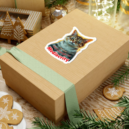 Not Sour Just Allergic To Mediocrity Cat Sticker, Funny Sarcastic Kitty Attitude Gift, Realistic Tabby Cat, Grumpy Cat Face Vinyl Sticker