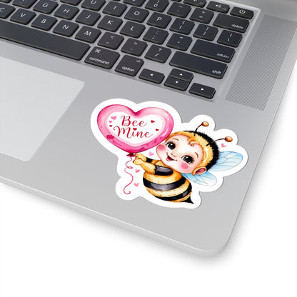 Bee Mine Kiss Cut Sticker, Cute Bee Love Sticker, Funny Punny Valentine Gift For Her Him, Kiss Cut Decal Romantic Laptop Journal Water Bottle