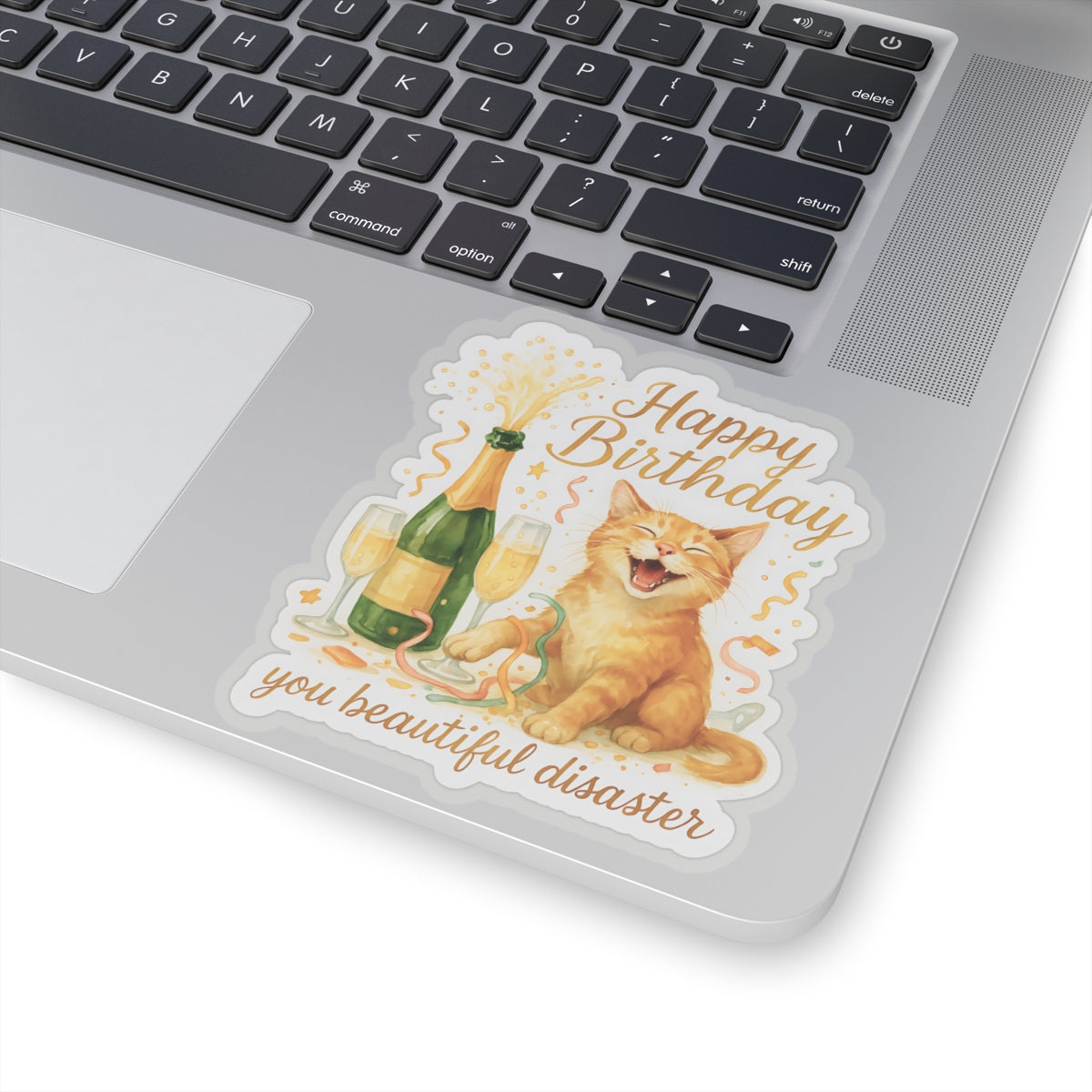 Happy Birthday Stickers, Funny Cute Cat Birthday Card Alternative, Watercolor Cat Stickers, Cat Party Gift, Cat Lover Birthday Gift Laptop Mug