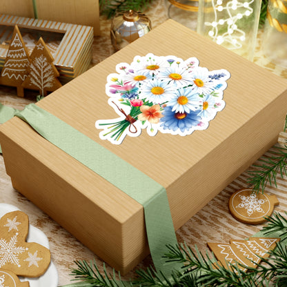 Beautiful Bouquet White Daisies Spring Flowers Kiss-Cut Sticker, Symbol of Purity Innocence Joy April Birth Flower Planner Sticker