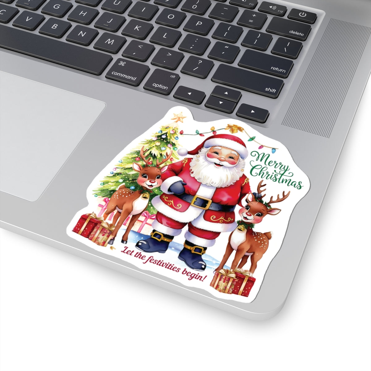 Merry Christmas Festivities Sticker, Holiday Cheer Kiss Cut Sticker, Cute Christmas Gift Idea, Waterproof Vinyl Sticker For Planners Scrapbooks