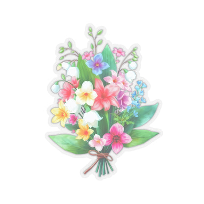Spring Flower Bouquet Sticker, Lily Of The Valley May Birth Flower Vinyl Decal, Cute Floral Sticker Laptop Water Bottle Garden Gift
