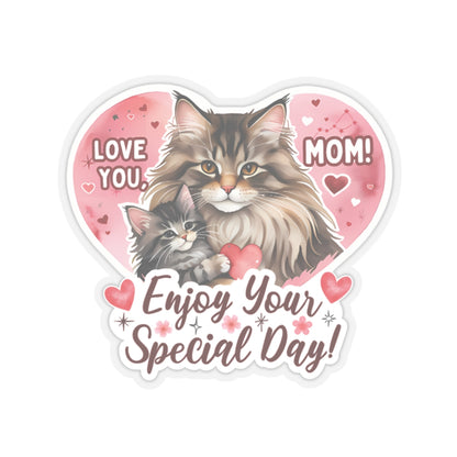 Happy Mother’s Day Sticker Cute Mama Cat Kitten Vinyl Decal Cat Mom Appreciation Gift Waterproof Planner Laptop Sticker Animal Lover Gift