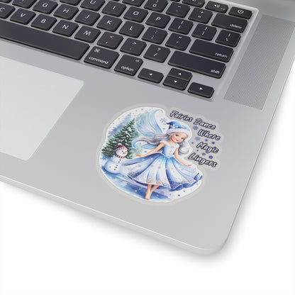 Fairies Dance Where Magic Lingers Sticker, Fantasy Fairy Vinyl Sticker, Whimsical Quote Sticker Scrapbook Sticker, Cute Laptop Sticker