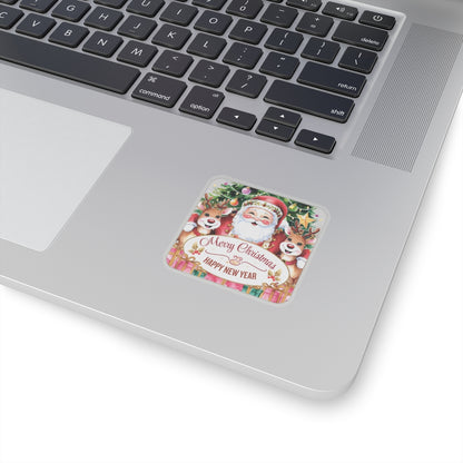 Merry Christmas Happy New Year Holiday Stickers, Cute Santa Reindeer Christmas Tree Holiday Planner Stickers, Winter Vinyl Planner Sticker