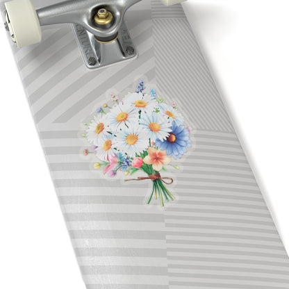 Beautiful Bouquet White Daisies Spring Flowers Kiss-Cut Sticker, Symbol of Purity Innocence Joy April Birth Flower Planner Sticker