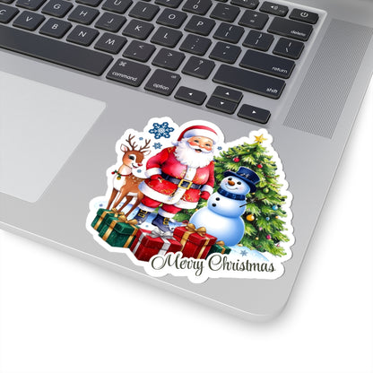 Merry Christmas Stickers, Santa Snowman Reindeer Holiday Stickers, Cute Christmas Tree Stickers, Festive Holiday Vinyl Laptop Mug Stickers
