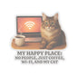 My Happy Place Sticker, Maine Coon Cat WiFi Coffee Introvert Vinyl Sticker, Realistic Cat Lover Gift, Cozy Office Decor Waterproof Laptop Decal
