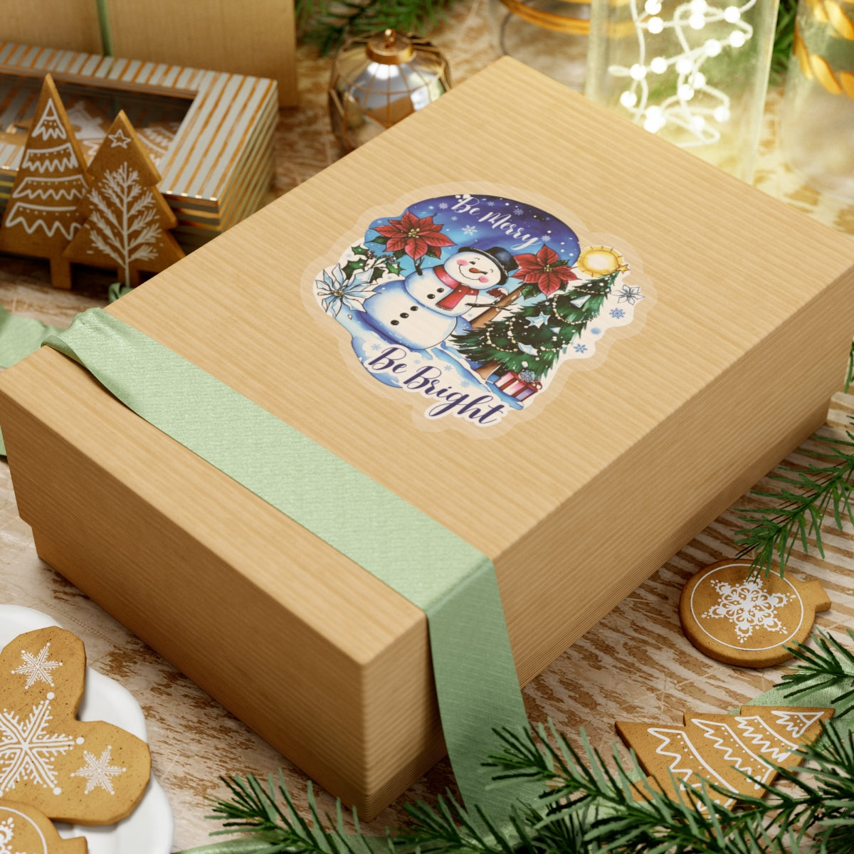Be Merry Be Bright Sticker, Cute Snowman Christmas Holiday Sticker, Festive Winter Sticker Joyful Snowman Decor, Christmas Spirit Laptop Decal