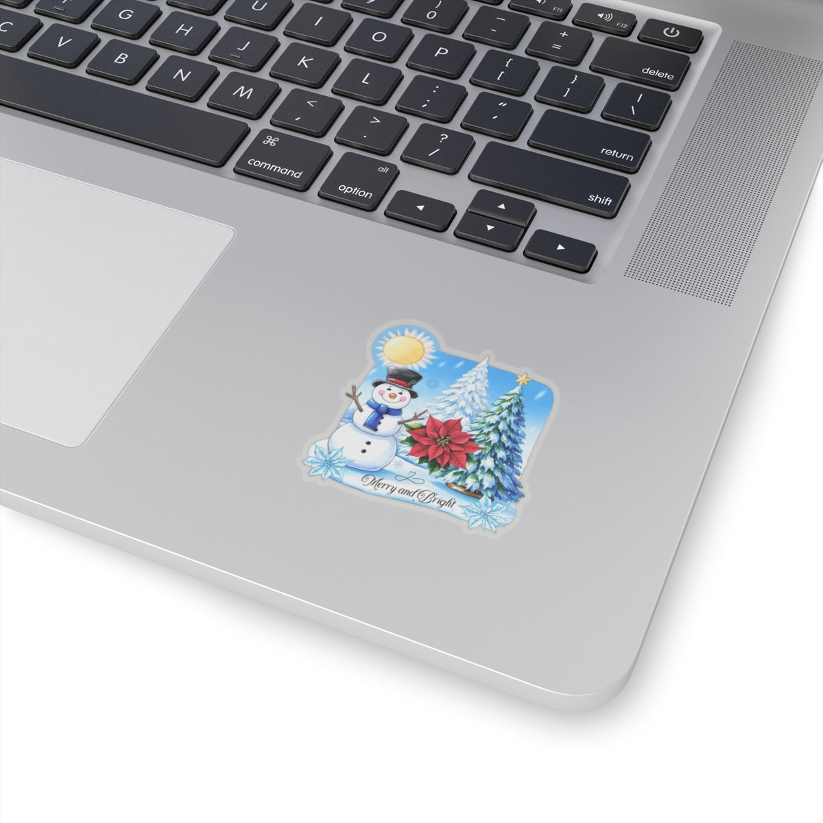 Merry Bright Snowman Sticker, Christmas Kiss Cut Sticker, Cute Winter Holiday Sticker, Festive Gift Idea, Waterproof Vinyl Sticker For Planners