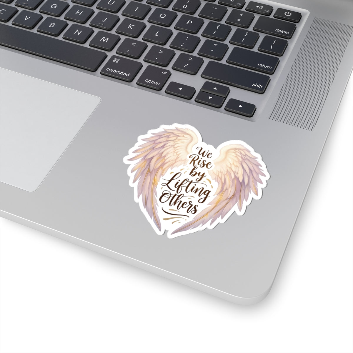 We Rise By Lifting Others Sticker, Angel Wings Stickers, Inspirational Vinyl Decal, Motivational Quote Sticker, Laptop Water Bottle Journal