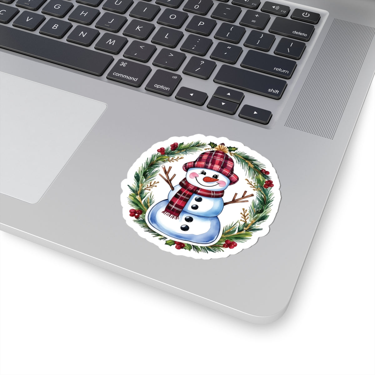 Lucky Snowman Holiday Stickers, Christmas Wreath Vinyl Decals, Cheerful Winter Decoration, Cute Festive Sticker Sheet, Holly Ornament Decor Pack