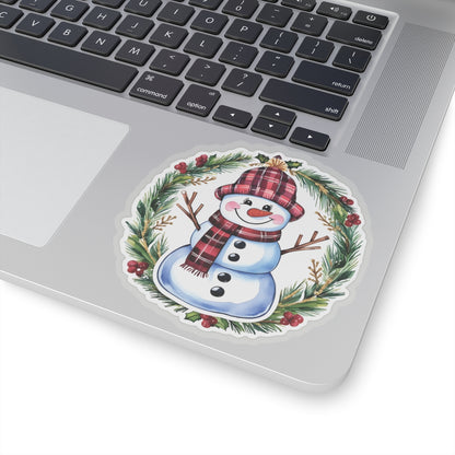 Lucky Snowman Holiday Stickers, Christmas Wreath Vinyl Decals, Cheerful Winter Decoration, Cute Festive Sticker Sheet, Holly Ornament Decor Pack