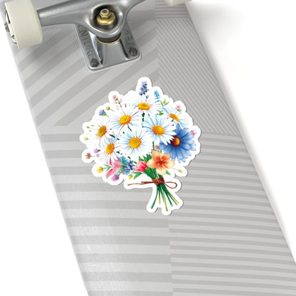 Beautiful Bouquet White Daisies Spring Flowers Kiss-Cut Sticker, Symbol of Purity Innocence Joy April Birth Flower Planner Sticker