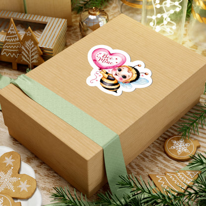 Bee Mine Kiss Cut Sticker, Cute Bee Love Sticker, Funny Punny Valentine Gift For Her Him, Kiss Cut Decal Romantic Laptop Journal Water Bottle