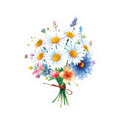 Beautiful Bouquet White Daisies Spring Flowers Kiss-Cut Sticker, Symbol of Purity Innocence Joy April Birth Flower Planner Sticker