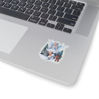 Christmas Magic Is Real, Winter Fairy Sticker, Cute Reindeer Vinyl Decal, Holiday Laptop Aesthetic Fantasy Art Gift, Scrapbooking Planner Gift