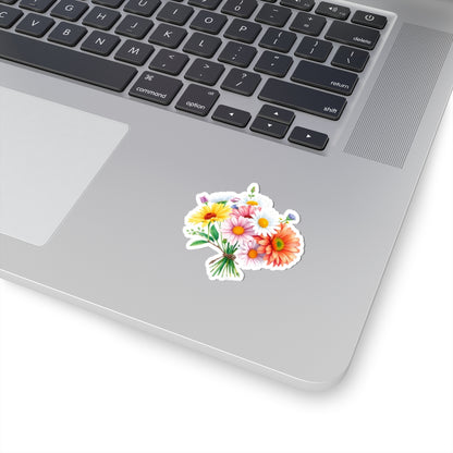 Daisy Flower Sticker, Romantic Floral Bouquet Vinyl Decal, Waterproof Kiss Cut Spring Aesthetic Gift For Her, Laptop Water Bottle Journal Art