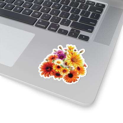 Garden Flowers Bouquet Sticker Gerbera Daisies April Birth Flower Symbol Of Joy Waterproof Vinyl Kiss Cut Laptop Water Bottle Scrapbook