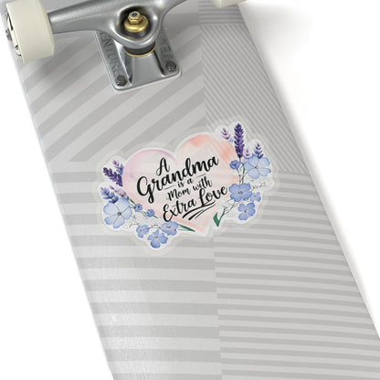 Grandma Mother's Day Kiss Cut Stickers, Floral Heart Gift Design, Cute Nana Sticker - Waterproof Vinyl Sticker