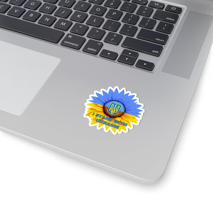 I Stand With Ukraine Sticker, Sunflower Flag Design Support Ukraine Decal, Slava Ukraini Vinyl Waterproof Kiss Cut Laptop Water Bottle Car